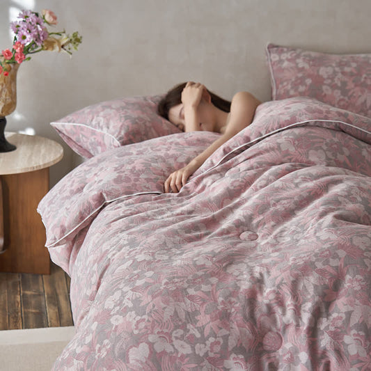 Trapunta invernale in cotone e cashmere con fiori in fiore