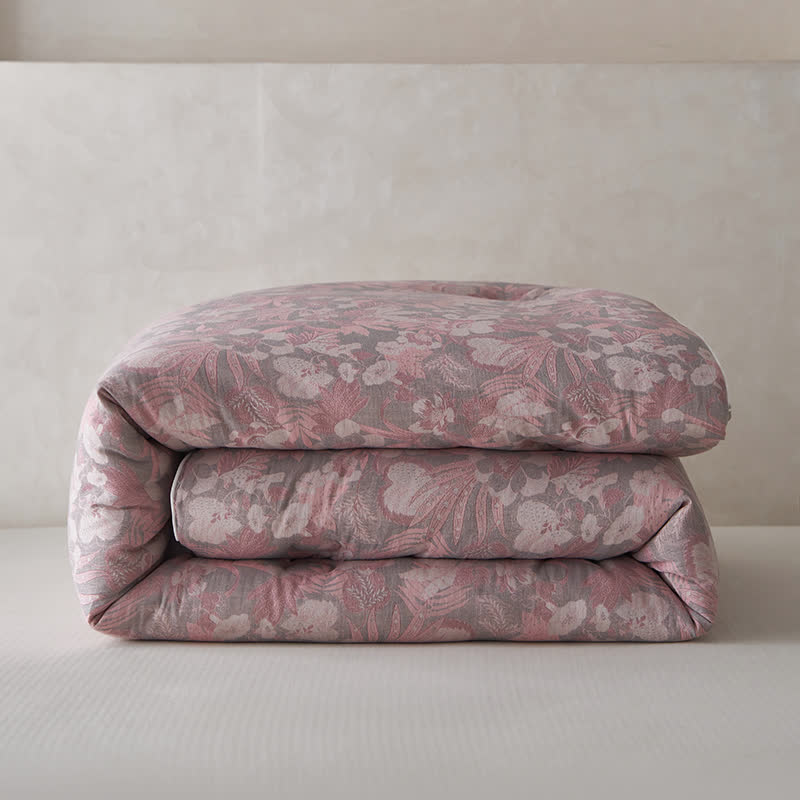 Trapunta invernale in cotone e cashmere con fiori in fiore