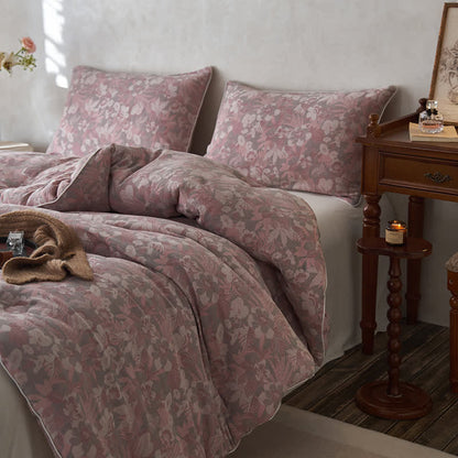 Trapunta invernale in cotone e cashmere con fiori in fiore