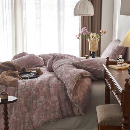 Trapunta invernale in cotone e cashmere con fiori in fiore