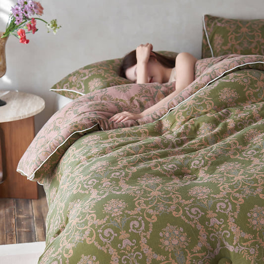 Trapunta in cotone e cashmere jacquard retrò