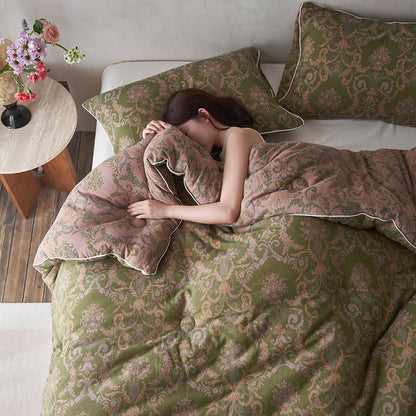 Trapunta in cotone e cashmere jacquard retrò