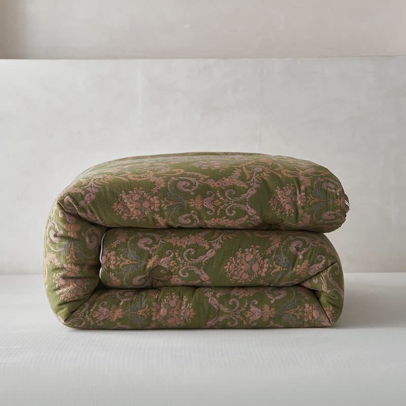 Trapunta in cotone e cashmere jacquard retrò