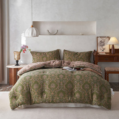 Trapunta in cotone e cashmere jacquard retrò