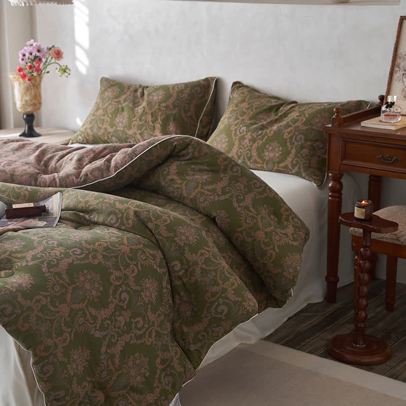 Trapunta in cotone e cashmere jacquard retrò