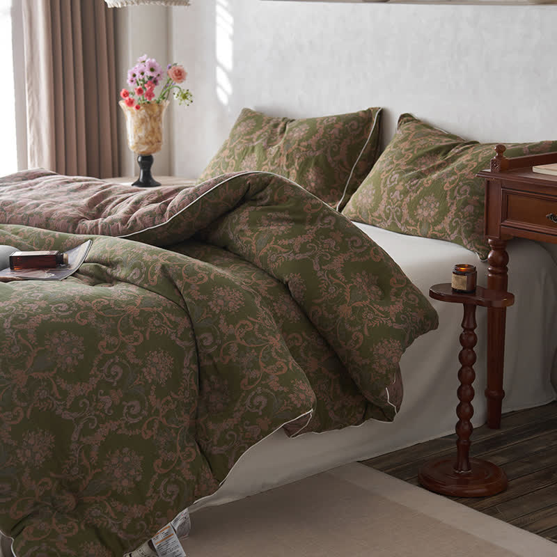 Trapunta in cotone e cashmere jacquard retrò