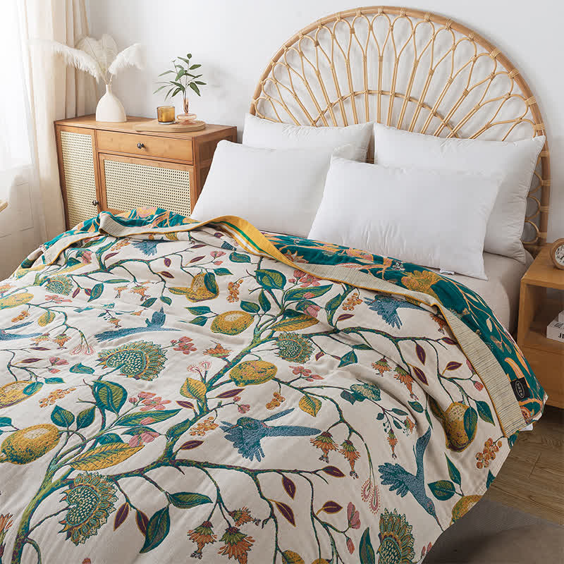 Coperta reversibile in garza di cotone pastorale