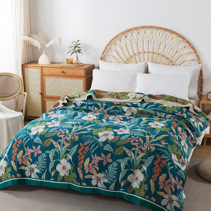 Coperta floreale in garza di cotone leggero jacquard
