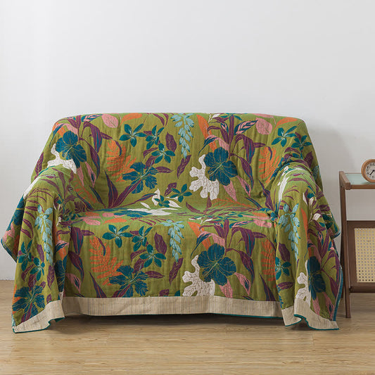 Coperta floreale in garza di cotone leggero jacquard