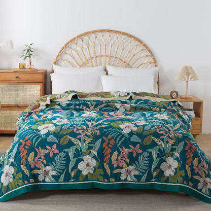 Coperta floreale in garza di cotone leggero jacquard