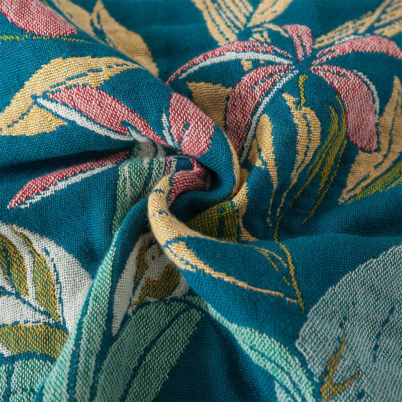 Coperta floreale in garza di cotone leggero jacquard