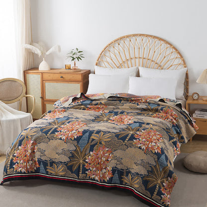 Coperta comoda in garza di cotone con motivo giungla tropicale
