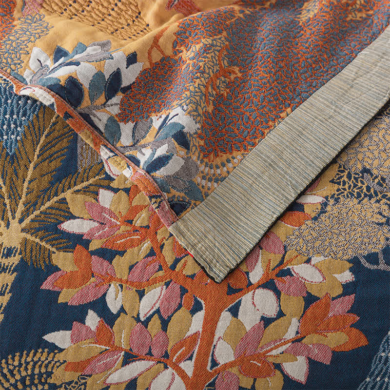 Coperta comoda in garza di cotone con motivo giungla tropicale