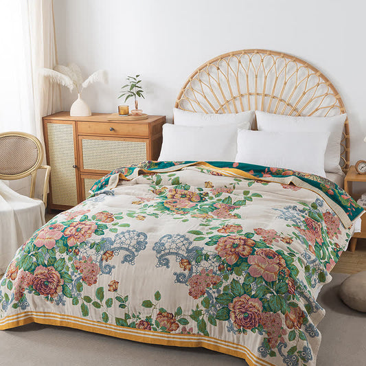 Trapunta reversibile in morbido cotone con elegante rosa