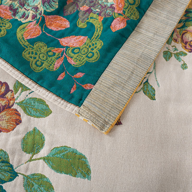 Coperta reversibile in cotone morbido ed elegante con rosa