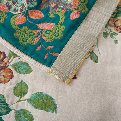Coperta reversibile in cotone morbido ed elegante con rosa