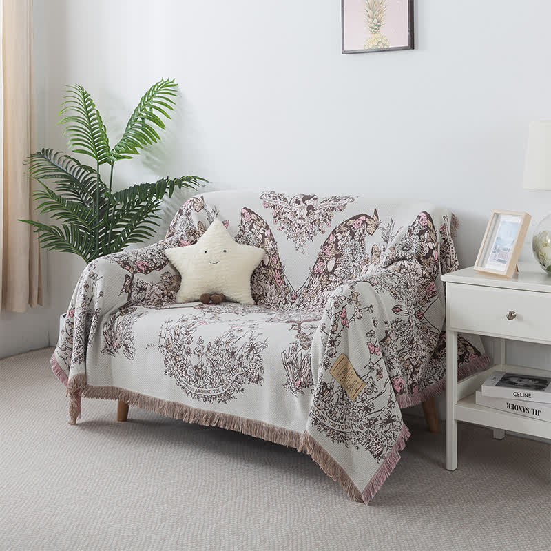 Coperta per divano con nappa a farfalla vintage