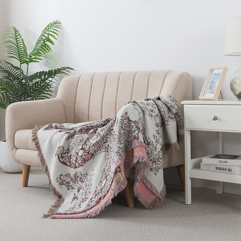 Coperta per divano con nappa a farfalla vintage