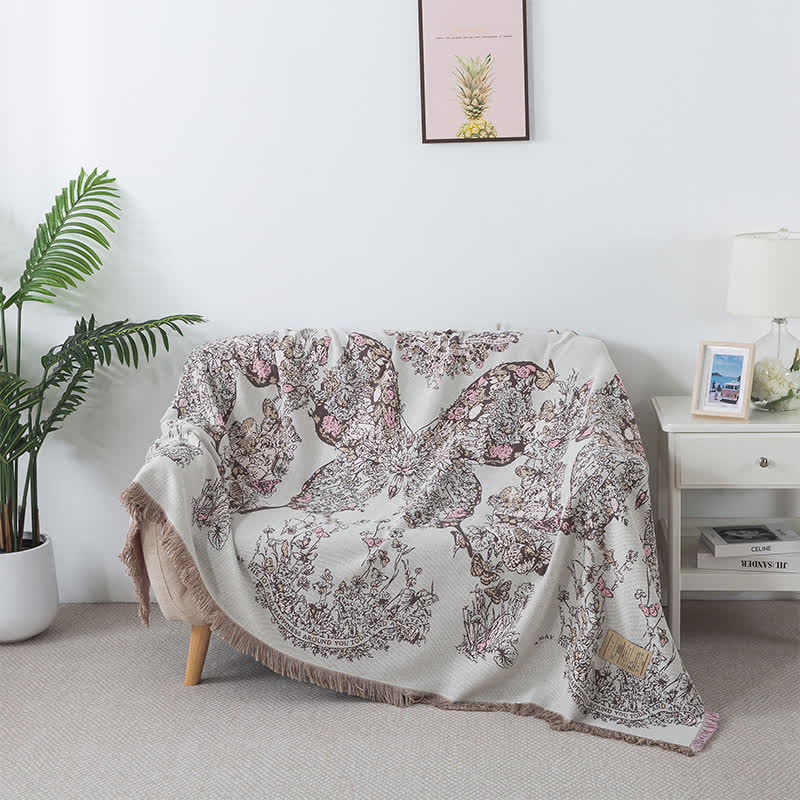 Coperta per divano con nappa a farfalla vintage