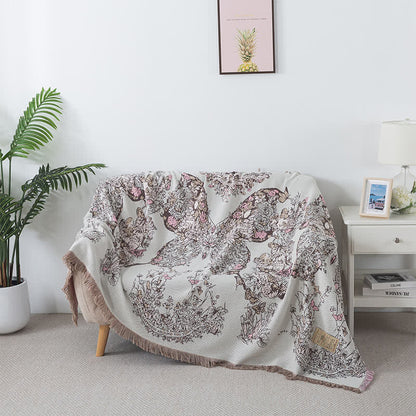 Coperta per divano con nappa a farfalla vintage