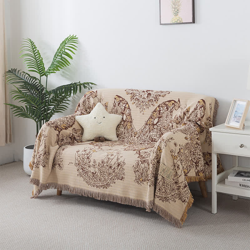 Coperta per divano con nappa a farfalla vintage