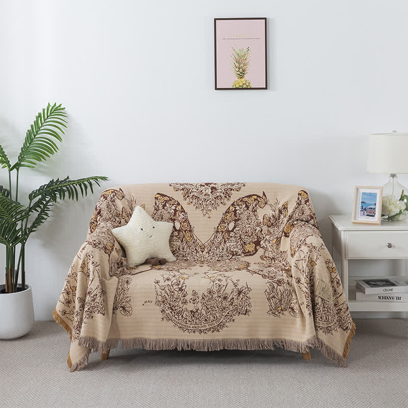 Coperta per divano con nappa a farfalla vintage