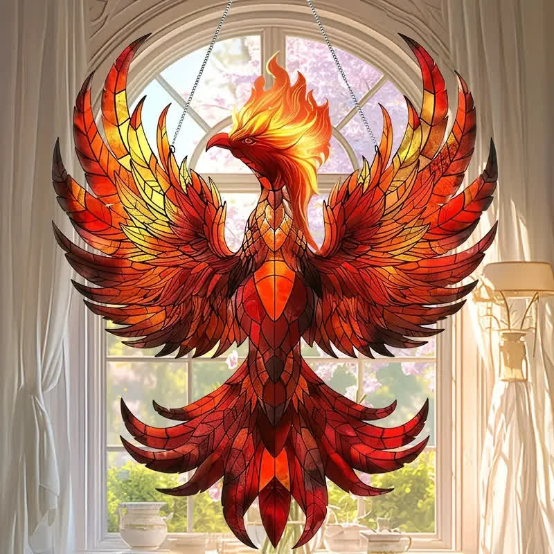 Decorazione per la casa in acrilico a forma di uccello di fuoco di Halloween da appendere