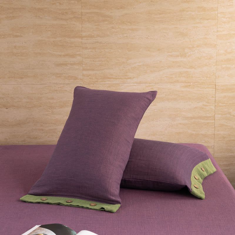 Set di biancheria da letto con bottoni in garza di cotone tinta unita (4 pezzi)