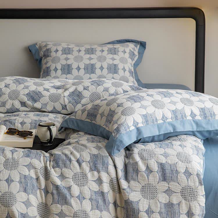 Set di biancheria da letto in garza di cotone Refresh Flower (4 pezzi)