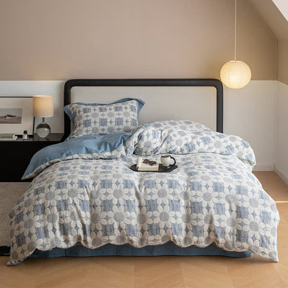 Set di biancheria da letto in garza di cotone Refresh Flower (4 pezzi)