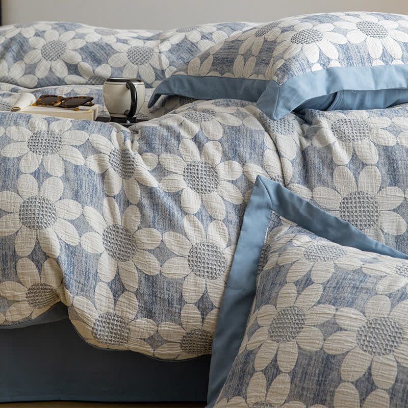 Set di biancheria da letto in garza di cotone Refresh Flower (4 pezzi)