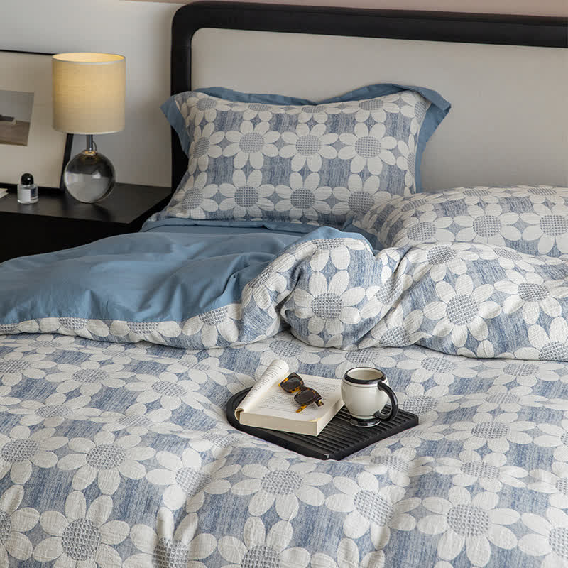 Set di biancheria da letto in garza di cotone Refresh Flower (4 pezzi)