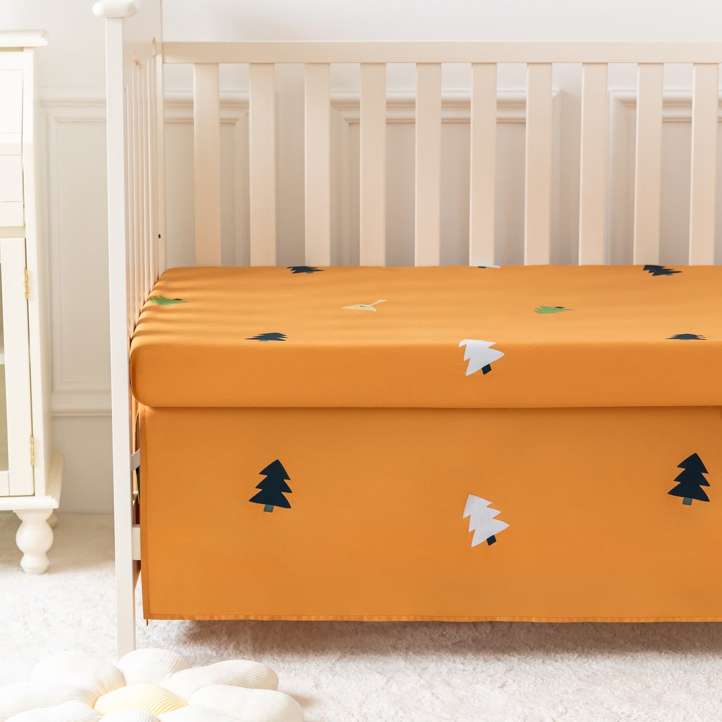 Set di biancheria da letto per culla in cotone con motivo animali della foresta (3 pezzi)