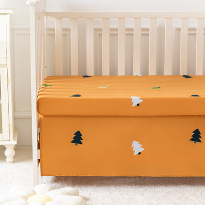 Set di biancheria da letto per culla in cotone con motivo animali della foresta (3 pezzi)