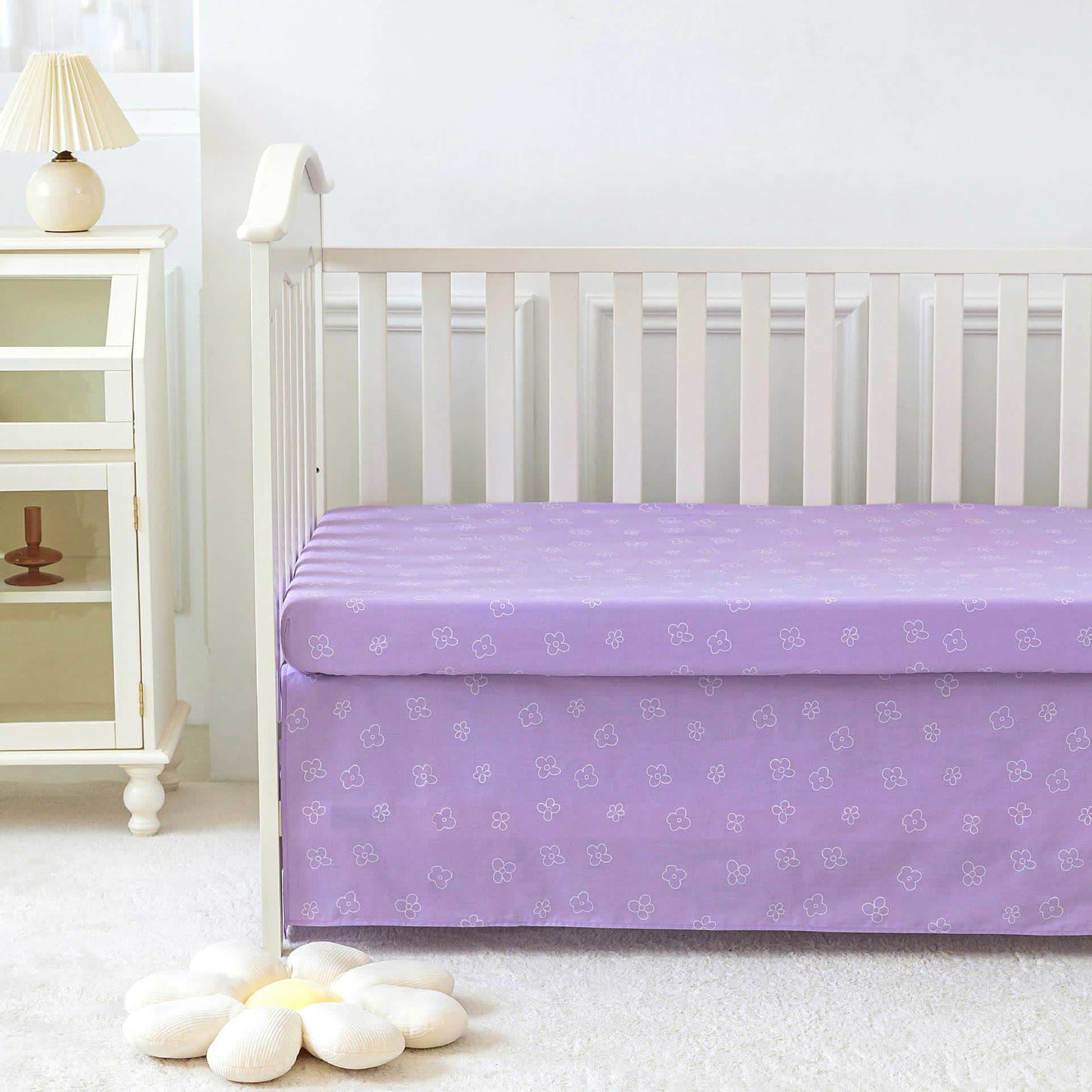 Elegante set di biancheria da letto per culla in puro cotone floreale (3 pezzi)