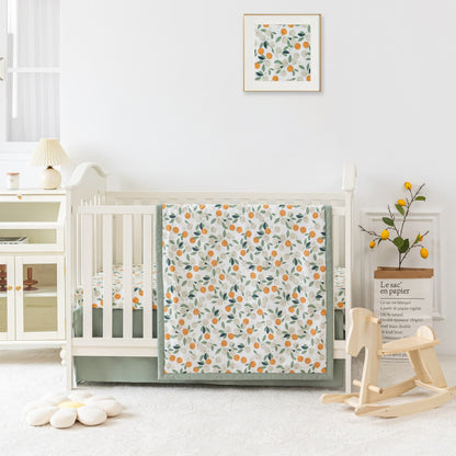 Set di biancheria da letto per culla in cotone pastorale arancione (3 pezzi)