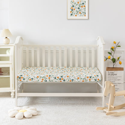 Set di biancheria da letto per culla in cotone pastorale arancione (3 pezzi)