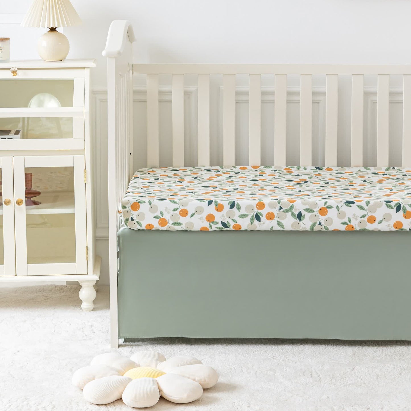 Set di biancheria da letto per culla in cotone pastorale arancione (3 pezzi)