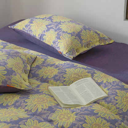 Set di biancheria da letto in garza di cotone jacquard girasole (4 pezzi)