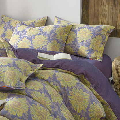 Set di biancheria da letto in garza di cotone jacquard girasole (4 pezzi)