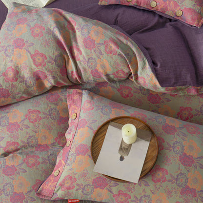 Set copripiumino con bottoni floreali (4 pezzi)
