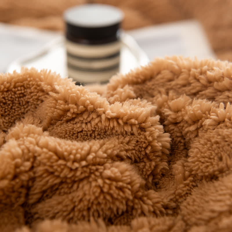 Coperta in jacquard Sherpa con foglie di Ginkgo e anima trapuntata