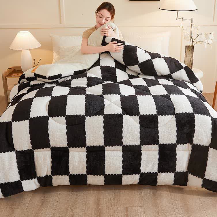 Coperta invernale in pile a scacchiera
