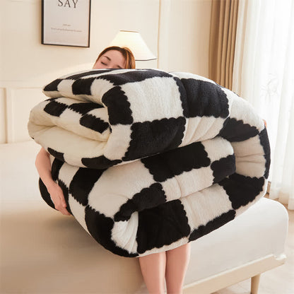 Coperta invernale in pile a scacchiera