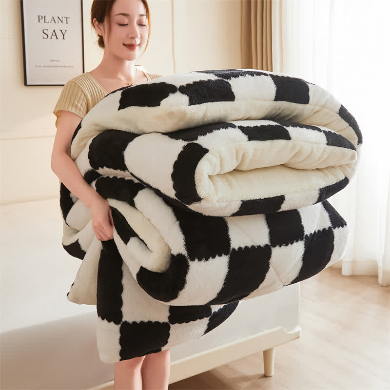 Coperta invernale in pile a scacchiera