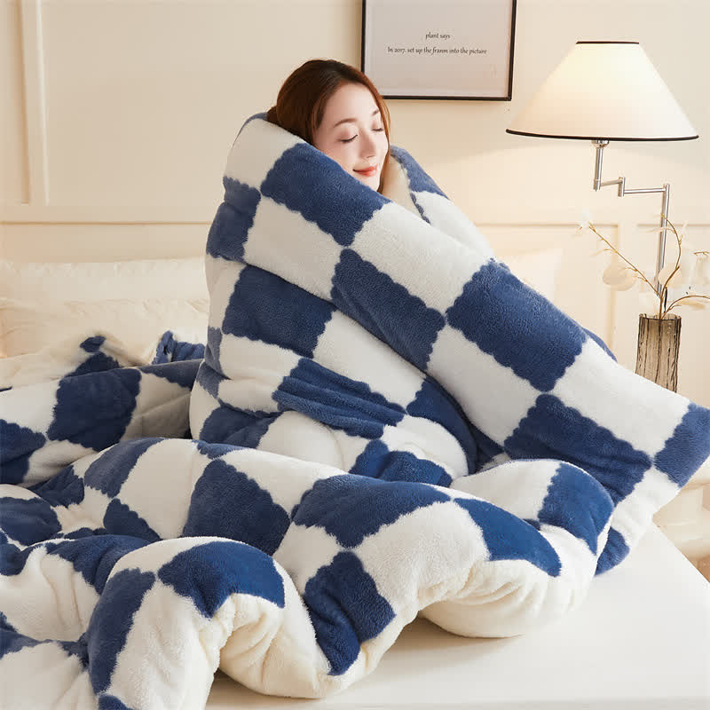 Coperta invernale in pile a scacchiera