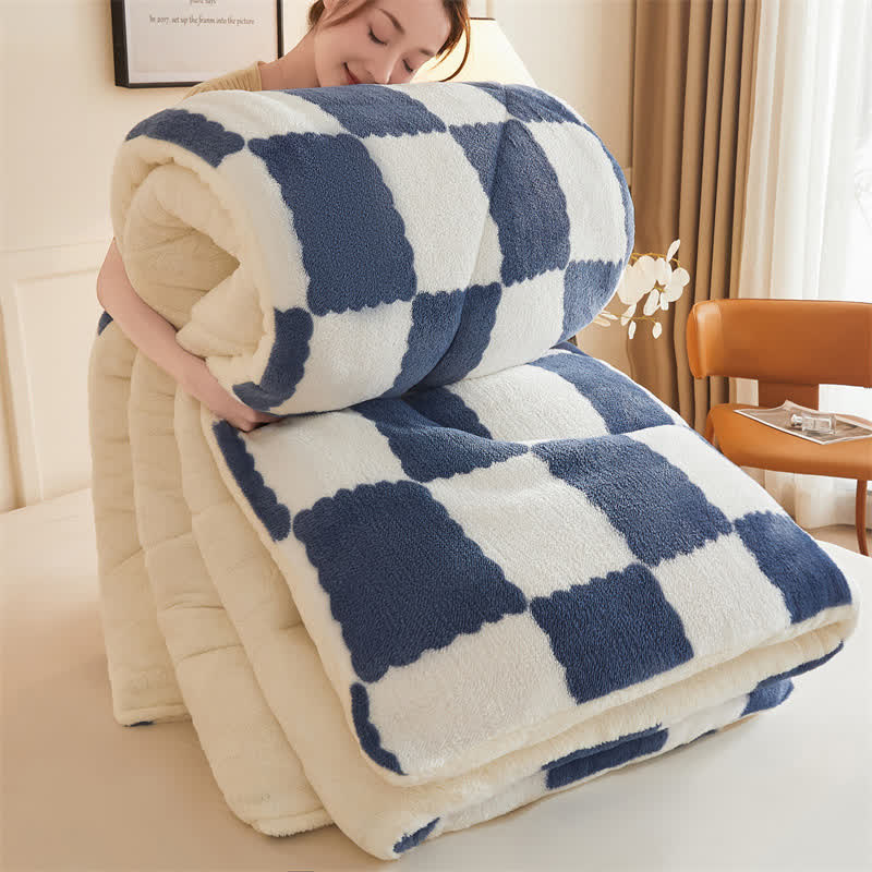Coperta invernale in pile a scacchiera