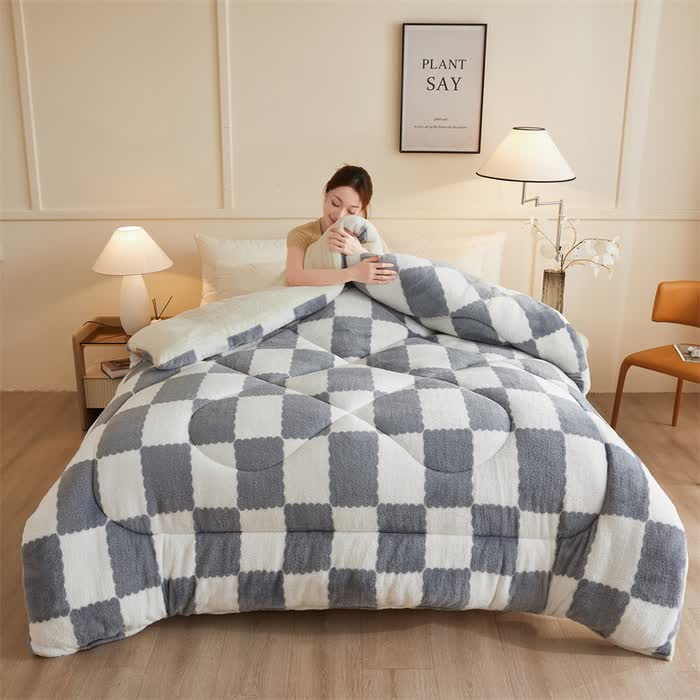 Coperta invernale in pile a scacchiera