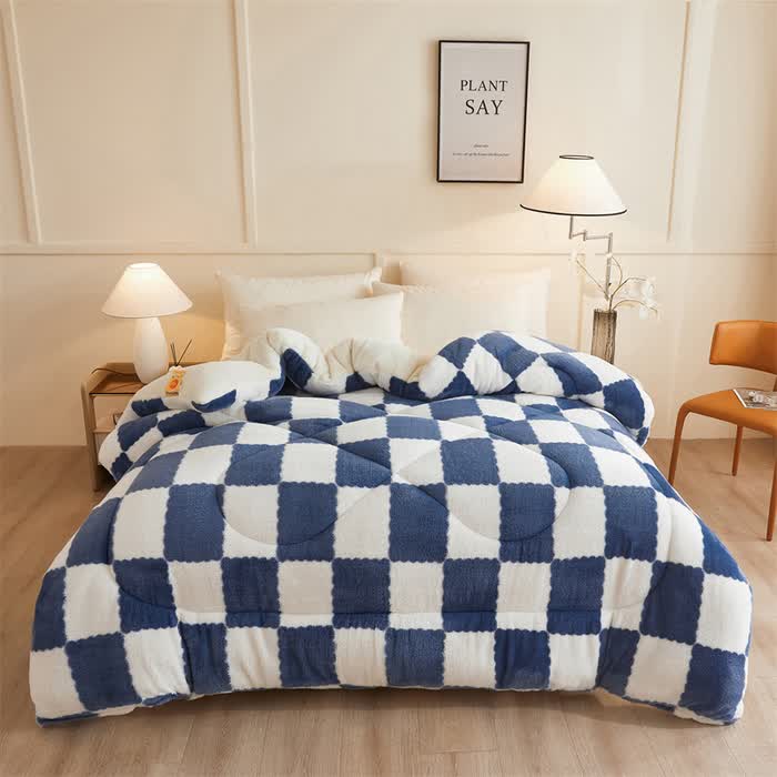Coperta invernale in pile a scacchiera