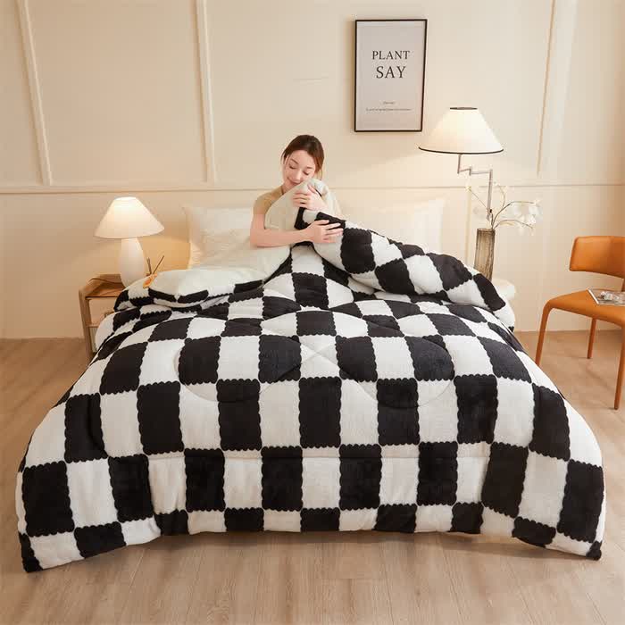 Coperta invernale in pile a scacchiera
